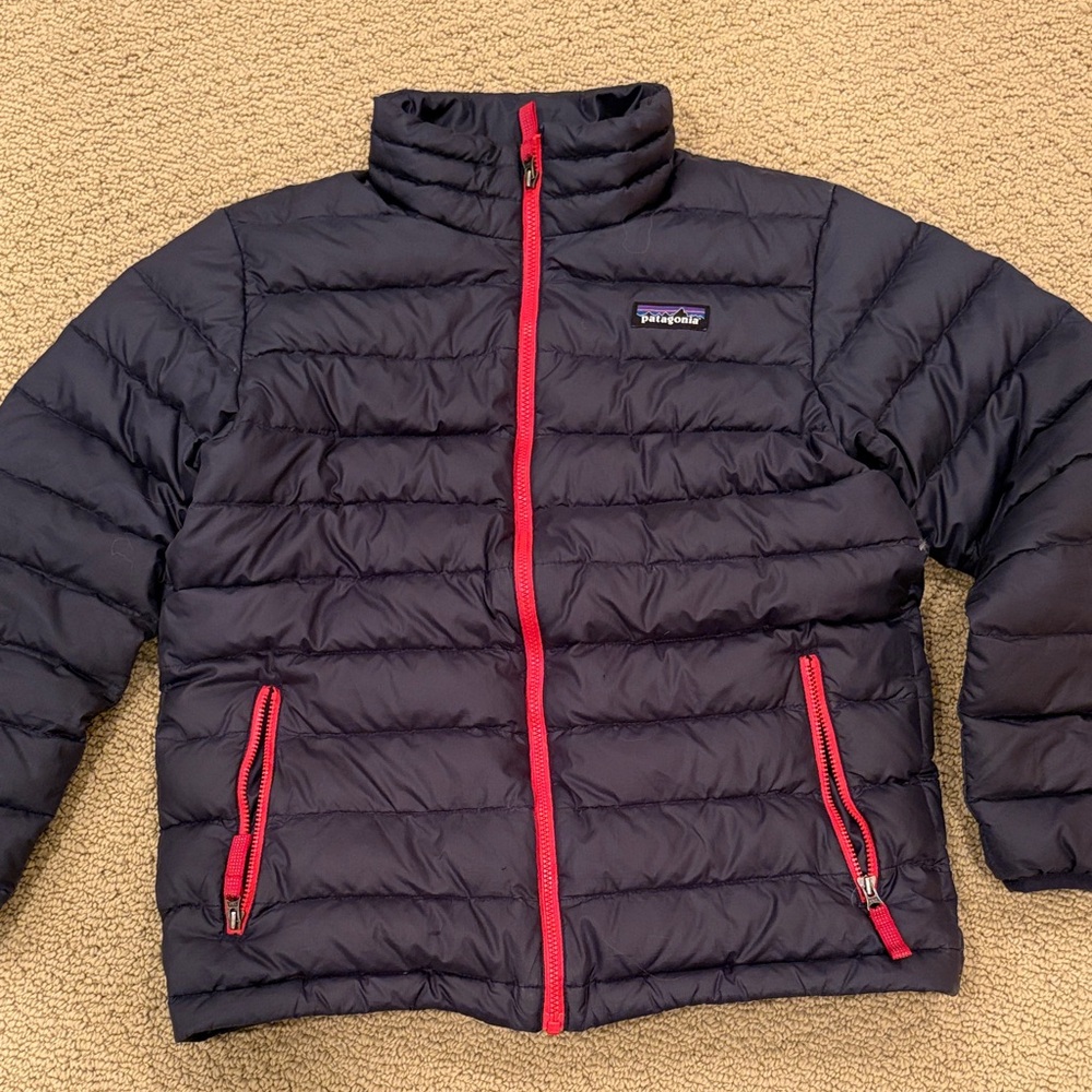 Patagonia Kids Puffer Jacket - Navy with Red Zippers
